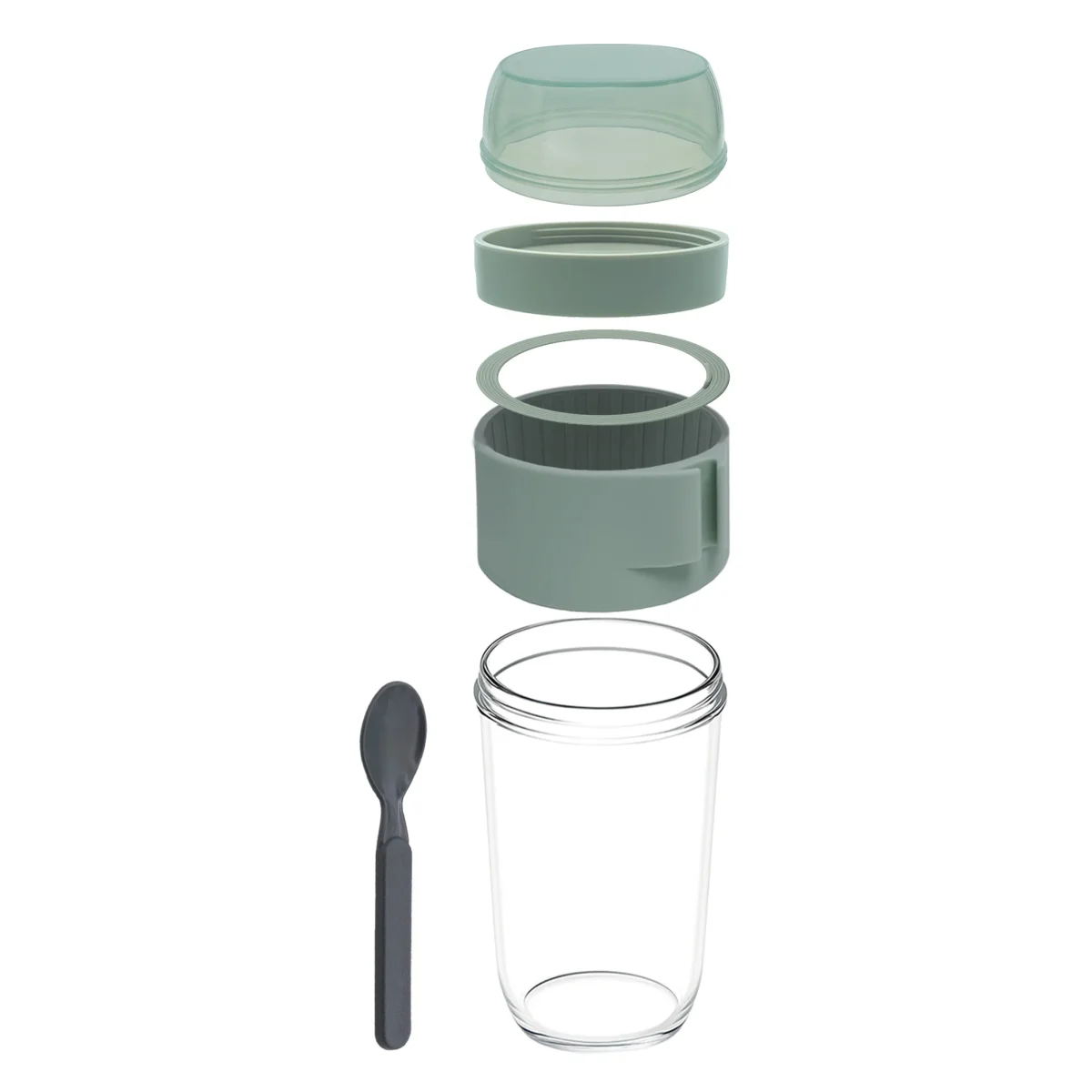 CONSOL LUGO LAYER LUX CUP WITH GREEN PLASTIC LID AND GREY SPOON, 480ML - Image 6