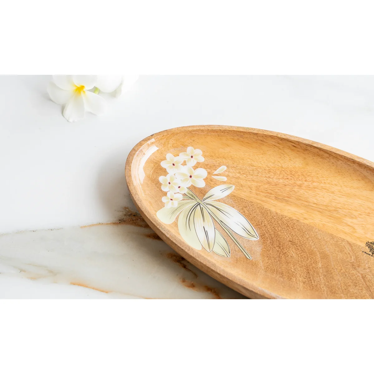Wooden pluneria Flower Design Tray- Oval Shape - Image 6