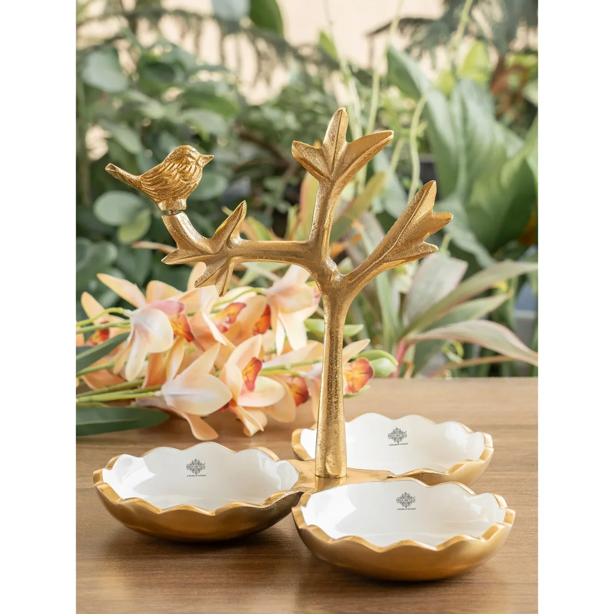Brass Finish Bird Design Decorative Dry Fruit Bowl - Image 3